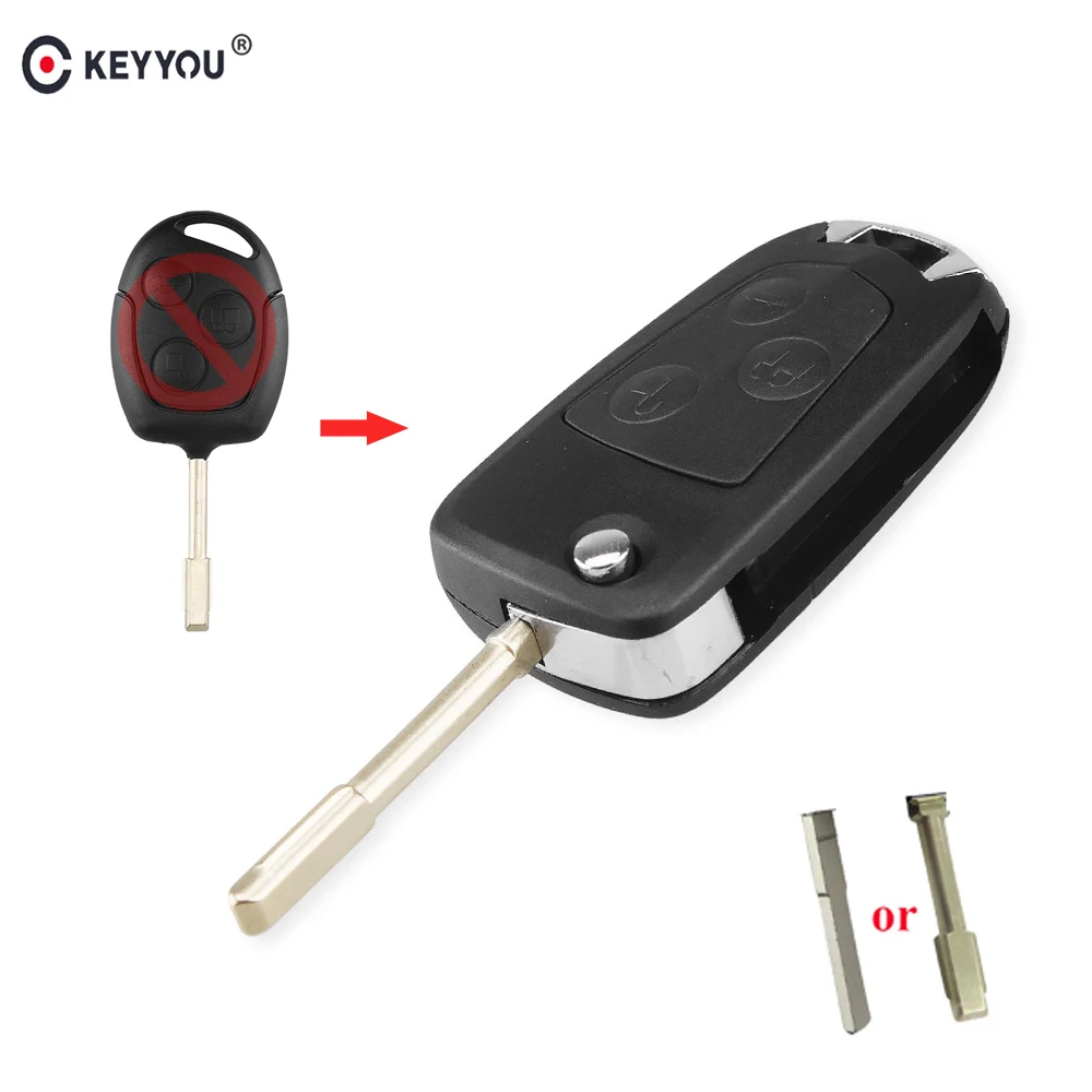 KEYYOU для Ford Key Shell 3 кнопки флип складной корпус автомобильного ключа дистанционного управления чехол Uncut Blade для Ford Focus Mondeo Festiva KA