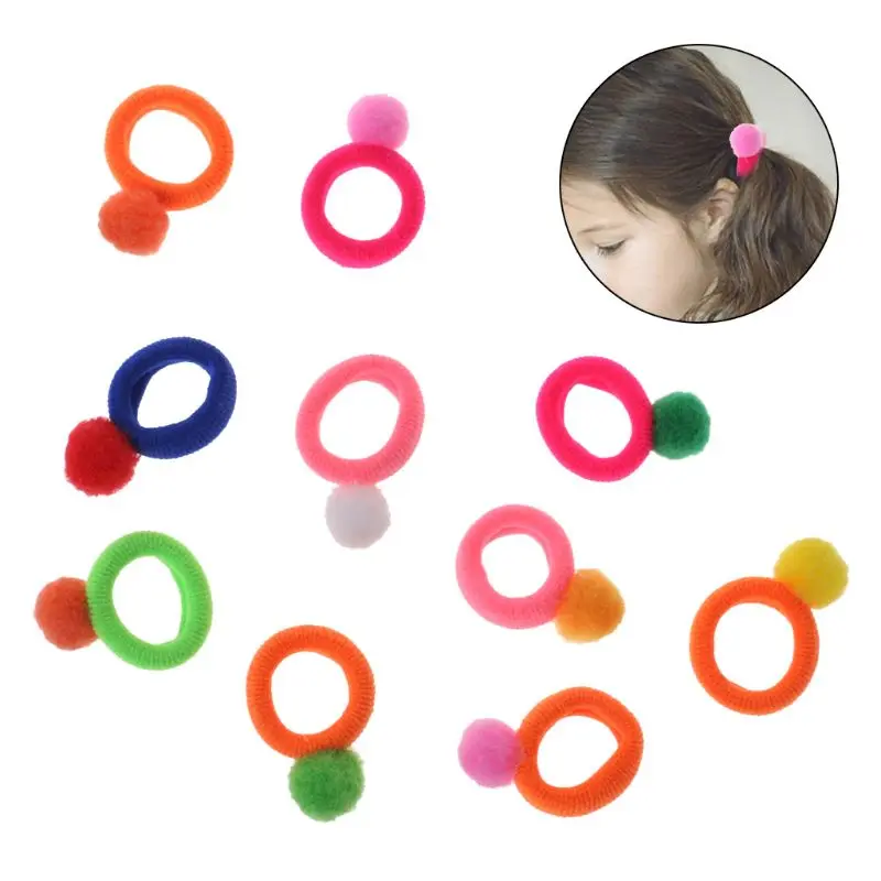 

Hair Band Girl Fur Ball Colorful Cute Hairband Elastic Headwear Children Kids Long Hair Accessories Hoop Fashion Rope Ponytail