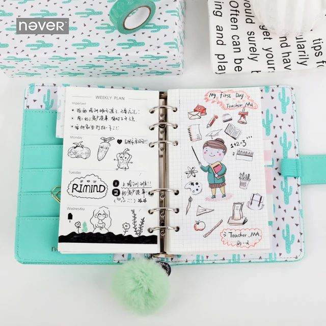 online shop never cactus series leather cover spiral notebook a6
