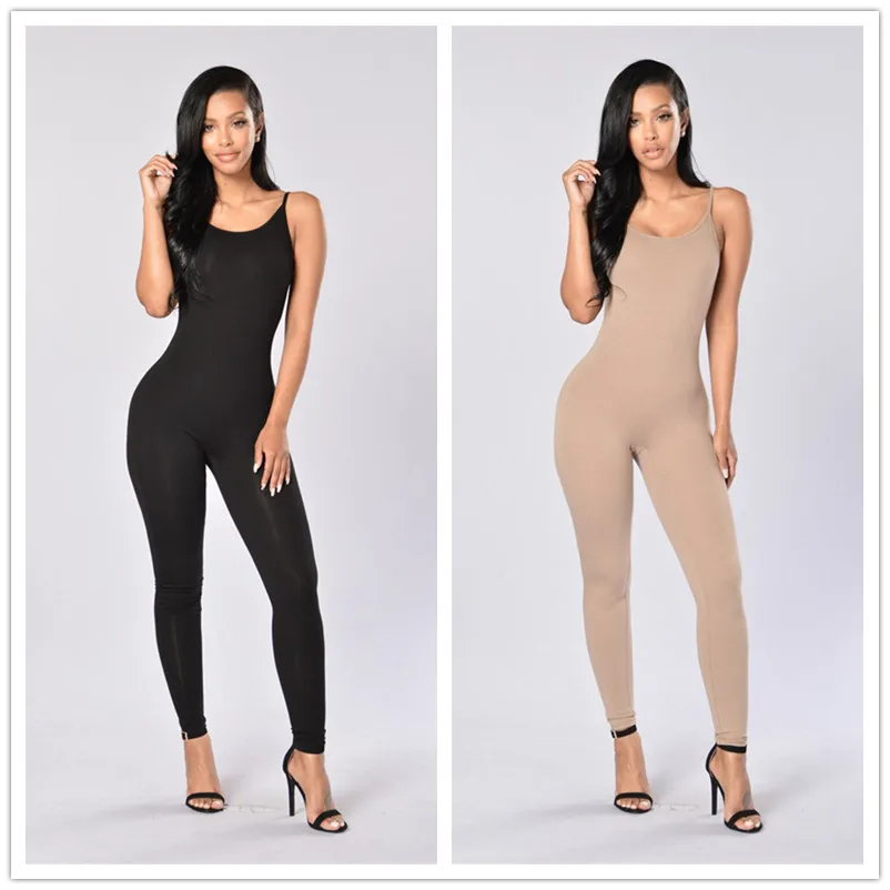 Monos ajustados con tirantes finos para mujer, peto Sexy elástico negro blanco, mono largo informal para mujer