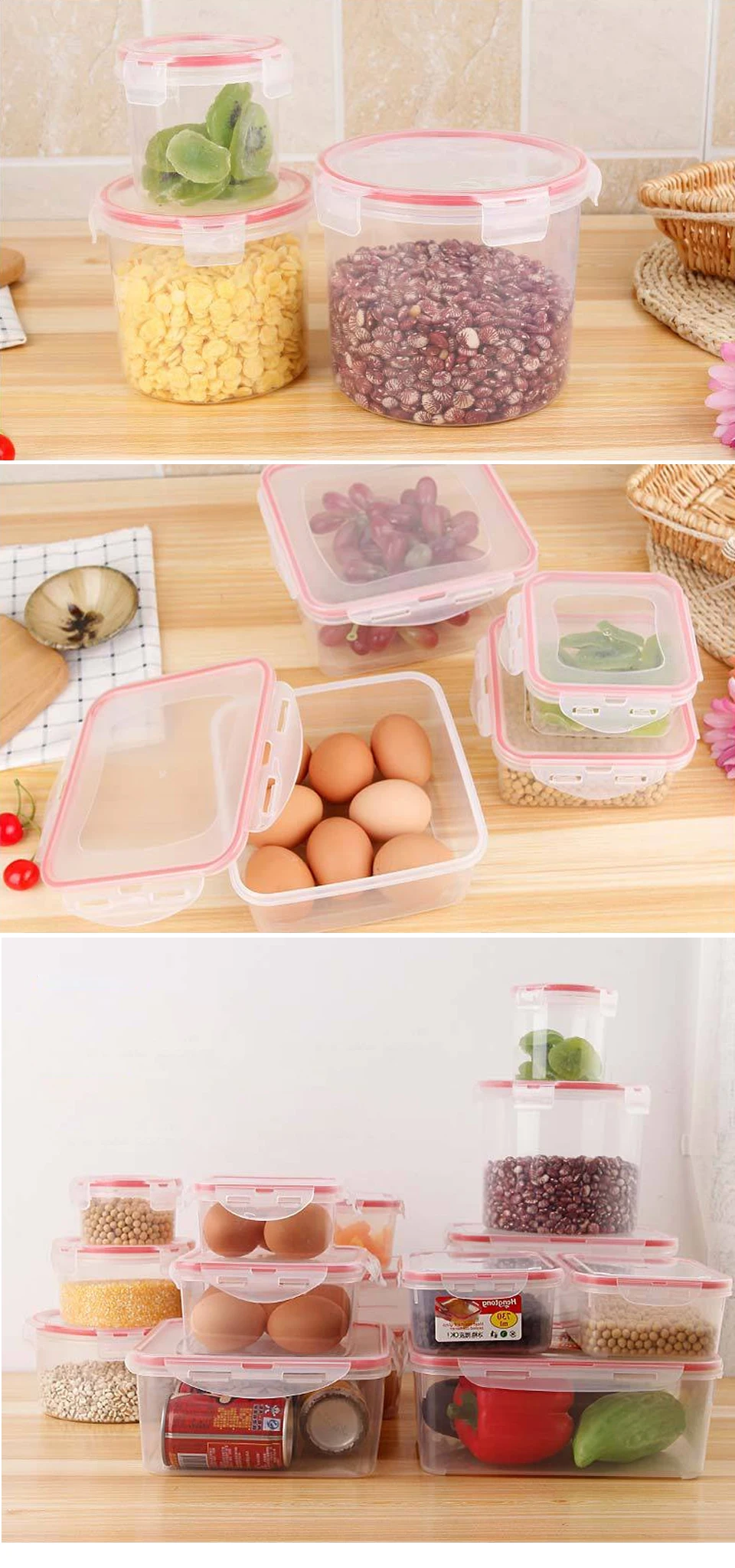 CAKEHOUD бытовой Пластик герметичный контейнер прозрачный для еды холодильник для хранения зерна квадратные ящики круглый ящик для хранения