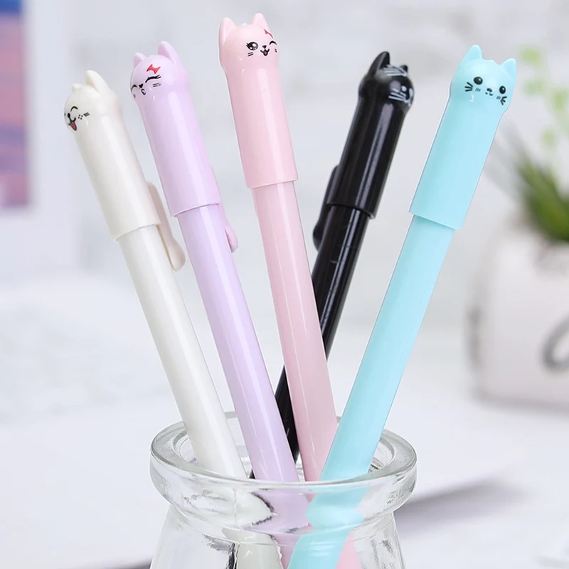 

1Pcs Kawaii Creative Stationery Student Pen Cute Cat Gel Pen 0.5mm Full Needle Black Ink Pen School Supplies Office Supplies