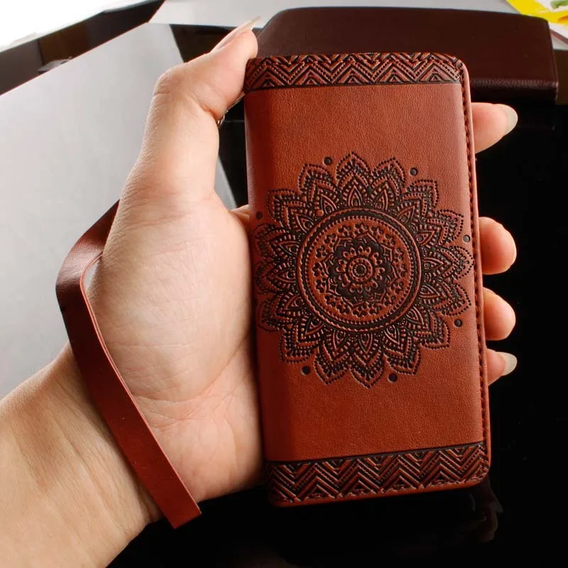 

Retro Flip Leather Wallet Phone Cases For iPhone 8 7 6 6S Plus 5 5S SE Case Cover Mandala Henna Floral Flower Pattern Capa