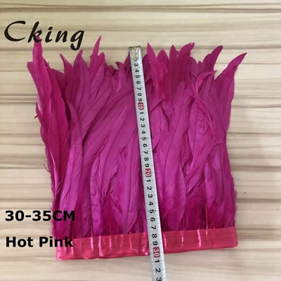 Дизайн 2 м/лот Петух Coque хвост бахрома 30-35 см шитье петух отделка из перьев/ленты 27 цветов - Цвет: hot pink