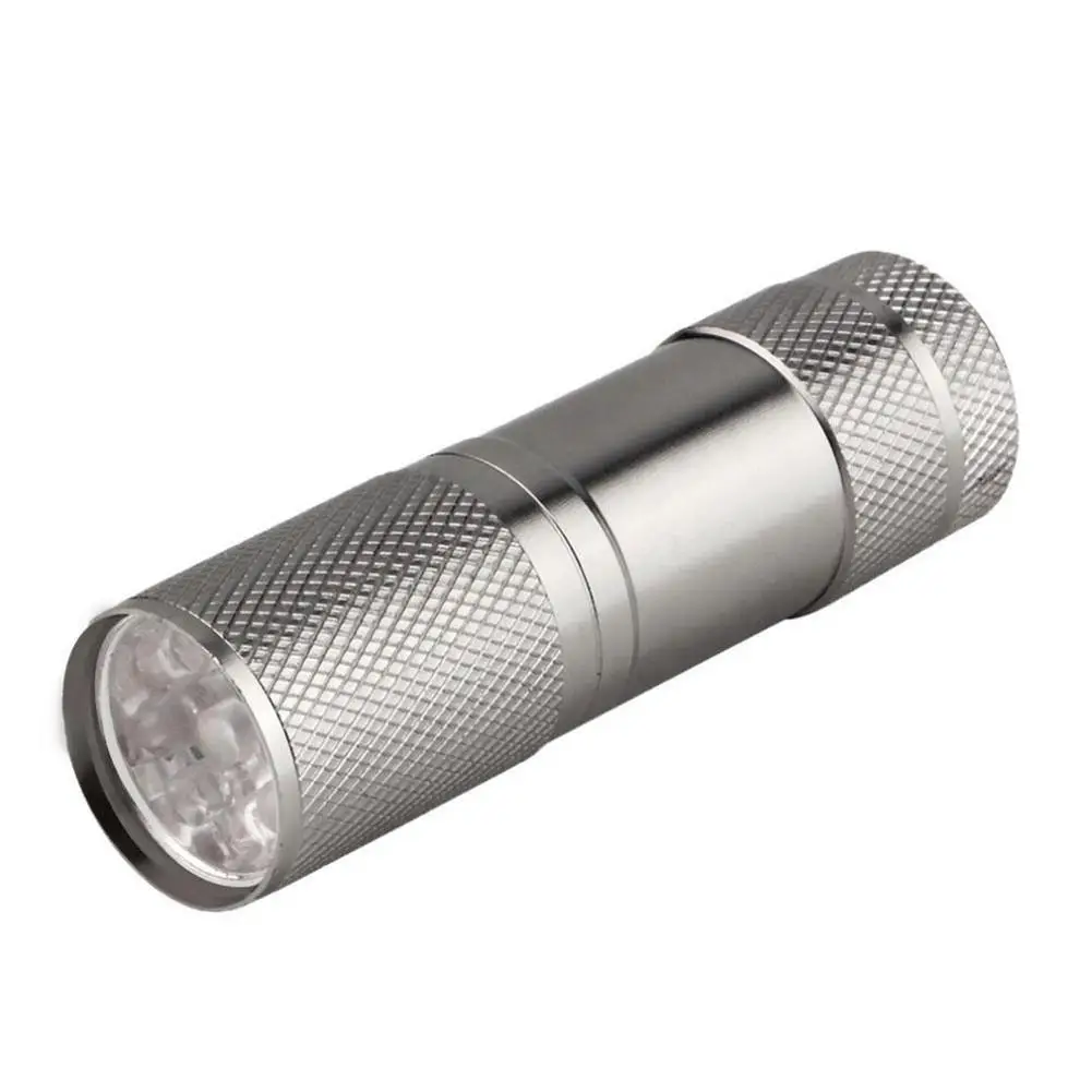 9LED алюминиевый УФ ультрафиолетовый фонарик фиолетовый свет лампа AAA