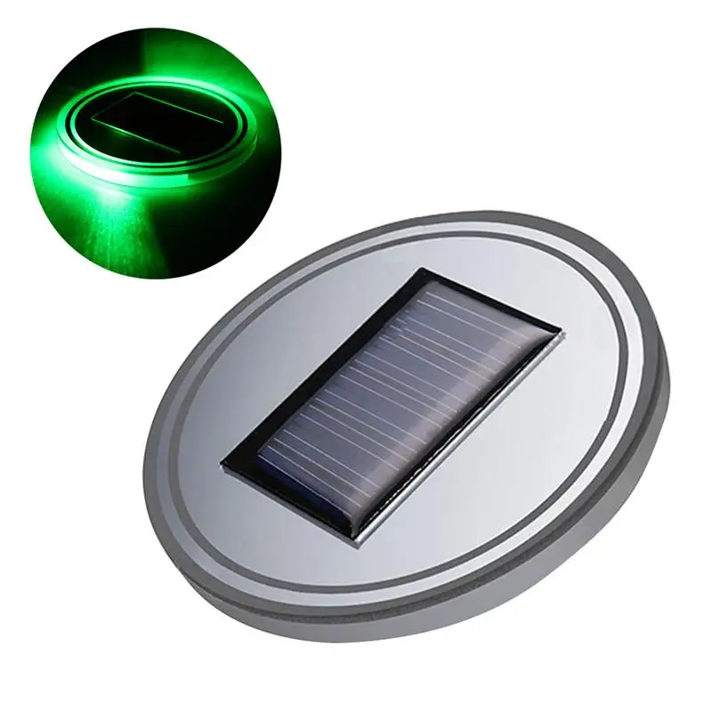 

Solar Powered LED Car Cup Holder Mat Pad Drink Bottle Coaster with Built-in Light and Vibration Sensor Car Interior Decoration