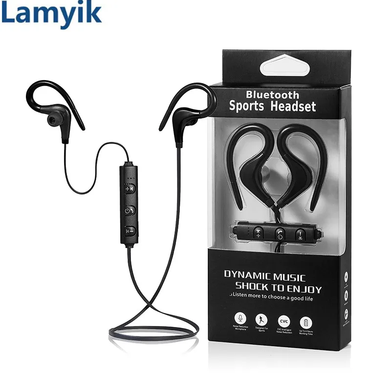 Lamyik Ушные крючки Беспроводной наушники Bluetooth спорта гарнитуры шейным V4.1 стерео