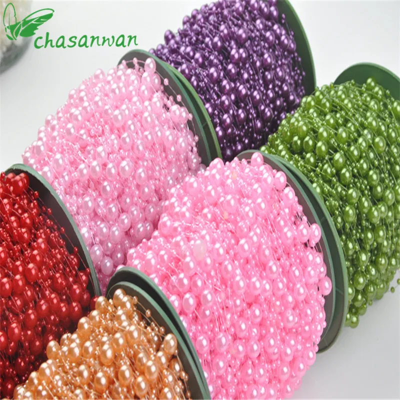 NEW 5 Meters Fishing Line Artificial Pearls Beads Chain Garland Flowers Bridal Tiara Wedding Decoration Event Party Decoration.Q