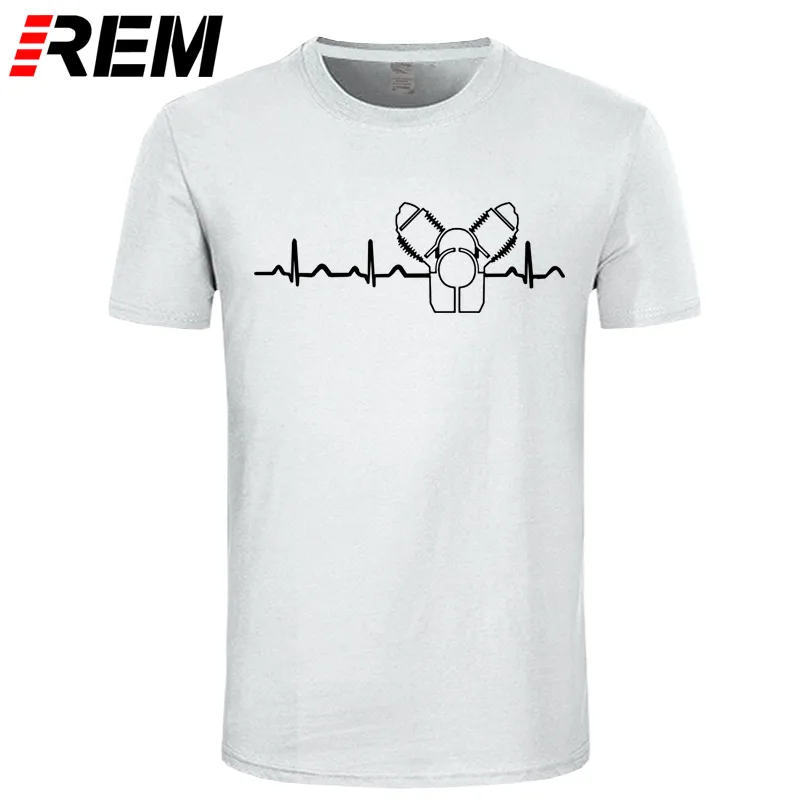 REM хлопок с круглым вырезом на заказ печатная Мужская футболка Moto Guzzi Heartbeat greenwhitered Мужская футболка - Цвет: white black