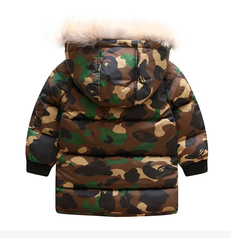 CROAL CHERIE 80-130cm Real Fur Hooded Winter Children Jacket For Teenage Boys Camouflage Winter Coat Windproof Thicken Outerwear (6)
