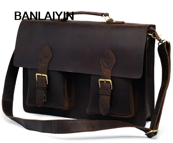 

Vintage Genuine Leather Briefcase Men Briefcase Leather Laptop Bag Male Business Bag Portfolio Men Porte Document Brief Case