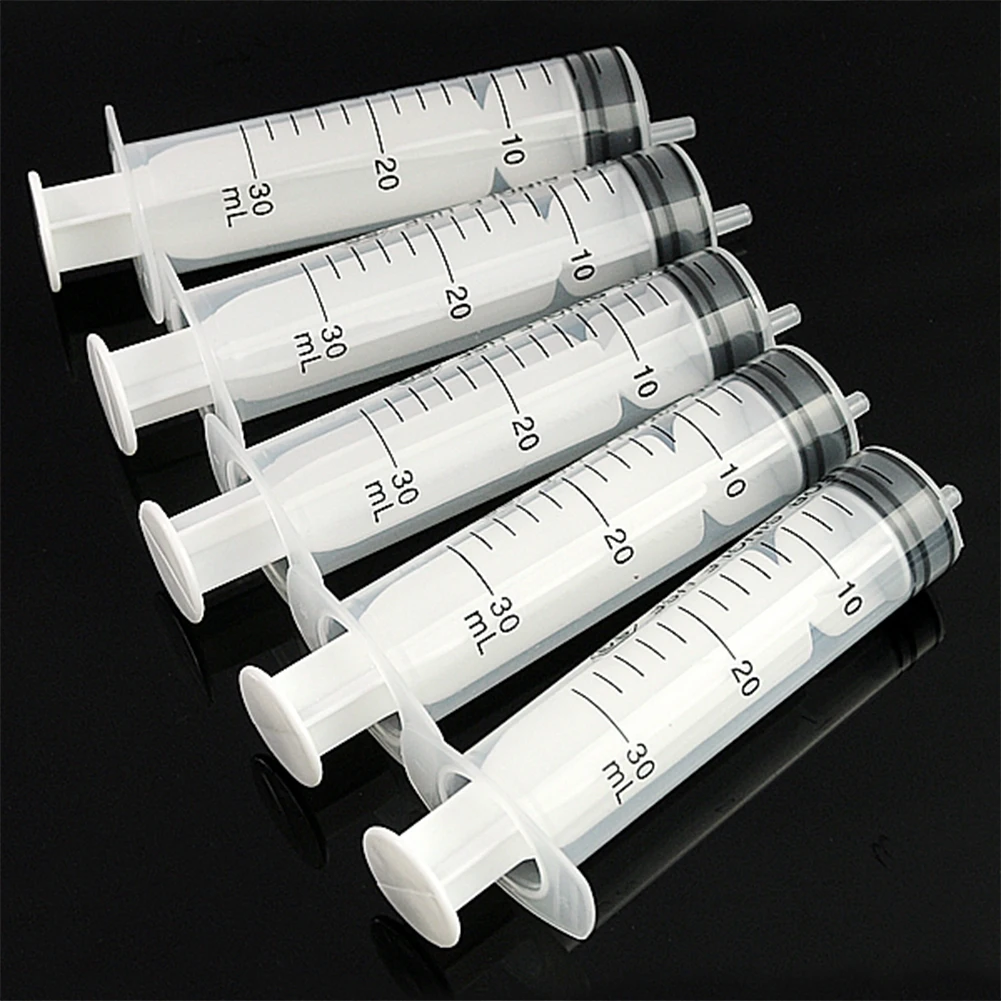 5 pcs 1ml,2.5ml,3ml,5ml,10ml,20ml,30ml,50ml Measuring Syringe Plastic Syring Syringe Reusable Hydroponics Nutrient Measuring - Цвет: 30ml