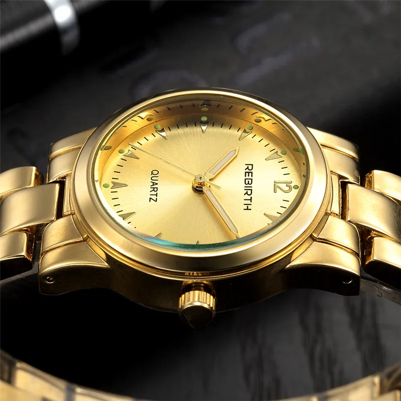 Rebirth Steel Strap Women Watches Top Brand Luxury Gold Bracelet Quartz Clock Classic Female