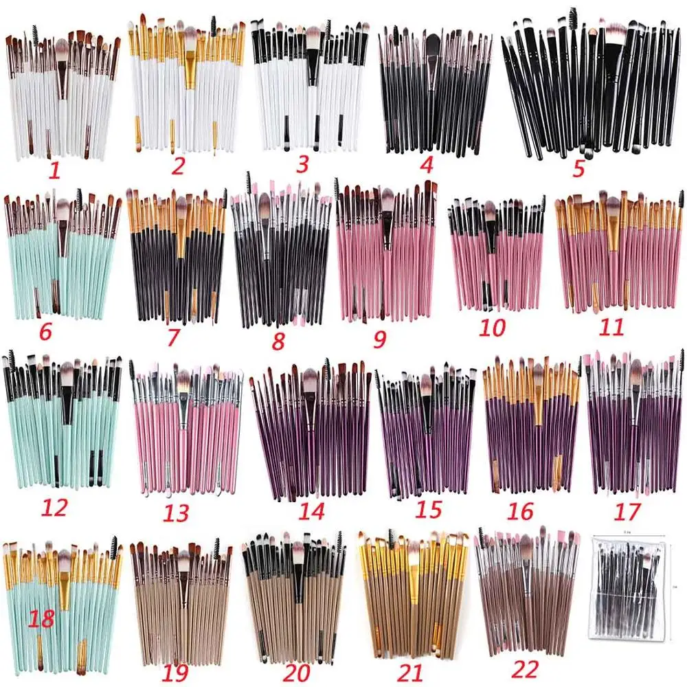 

Popular 20Pcs Cosmetic Makeup Brushes Set Powder Foundation Eyeshadow Eyeliner Lip Brush Tool Brand Make Up Brushes beauty tools
