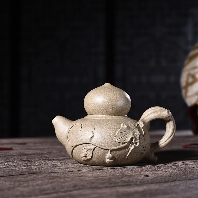 

Goods Full Manual Raw Ore Grey Lime Mud Section Mud Gourd Kettle Kungfu Online Teapot Tea Set A Piece Of Generation Hair