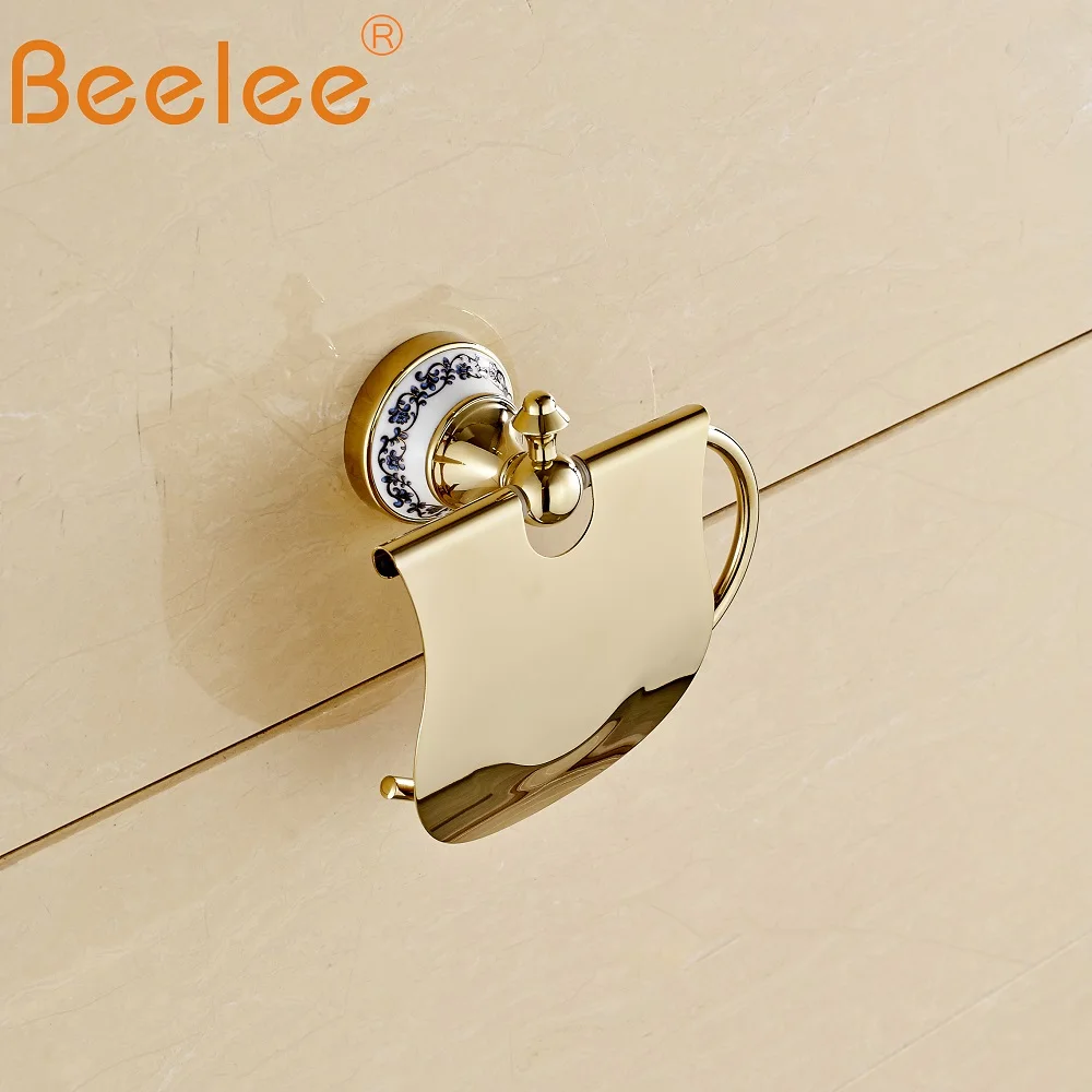 Beelee держатель для ванной комнаты/держатель для туалетной бумаги Твердый латунный настенный держатель для туалетной бумаги полка для хранения золота BL7910G