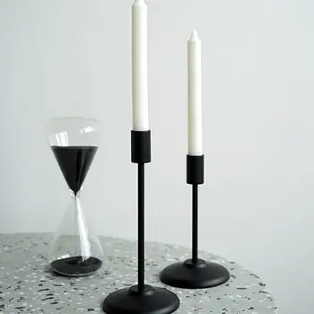 

Candelabra Metal Candle Holder Candlestick Matte Black Geometric Shape Stereo Candlestick Home Decoration