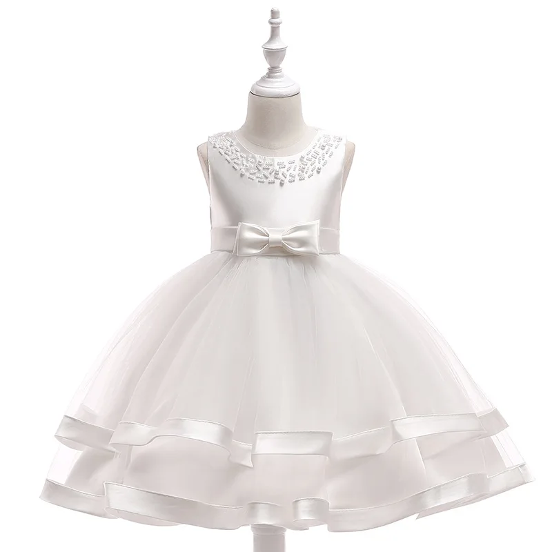 Comprar 2019 navidad niños niñas vestido sin mangas blanco Azul Rojo princesa cumpleaños fiesta boda elegantes vestidos de noche para niñas 2 12T