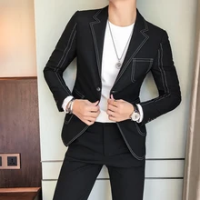 Personalized Embroidery Male Korean Version Of Slim Casual British Hair Stylist Small Suit Tide Boy Night Handsome Handsome Coat