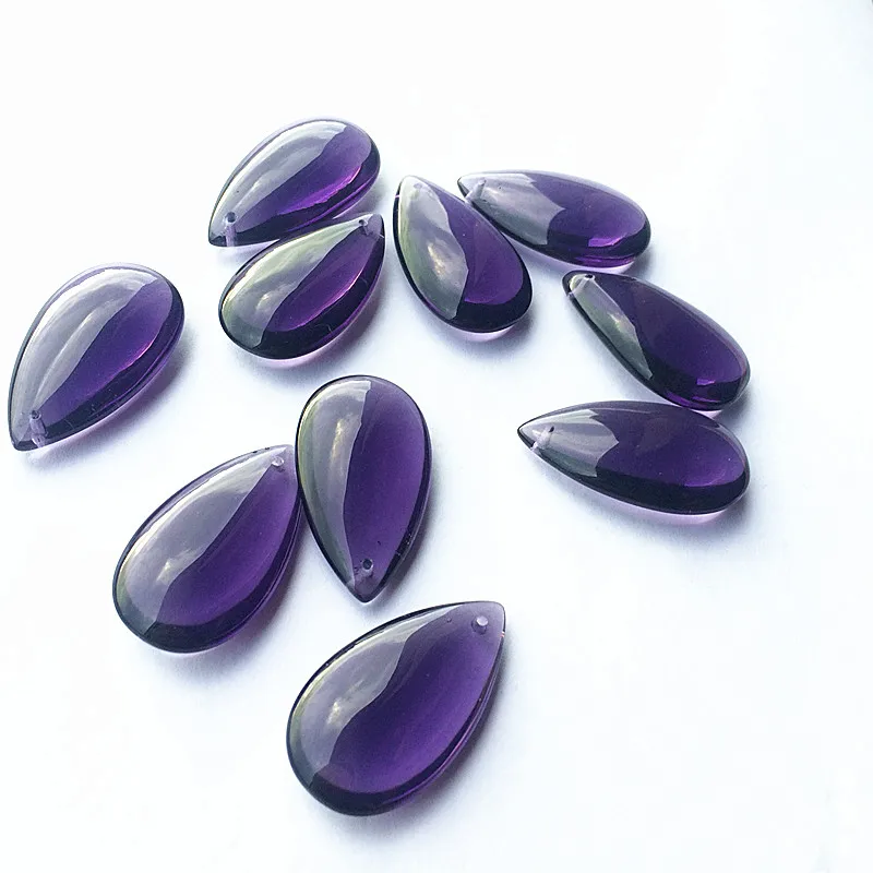 30pcs/lot,violet color 38mm crystal glass oval waterdrop prisms for ...