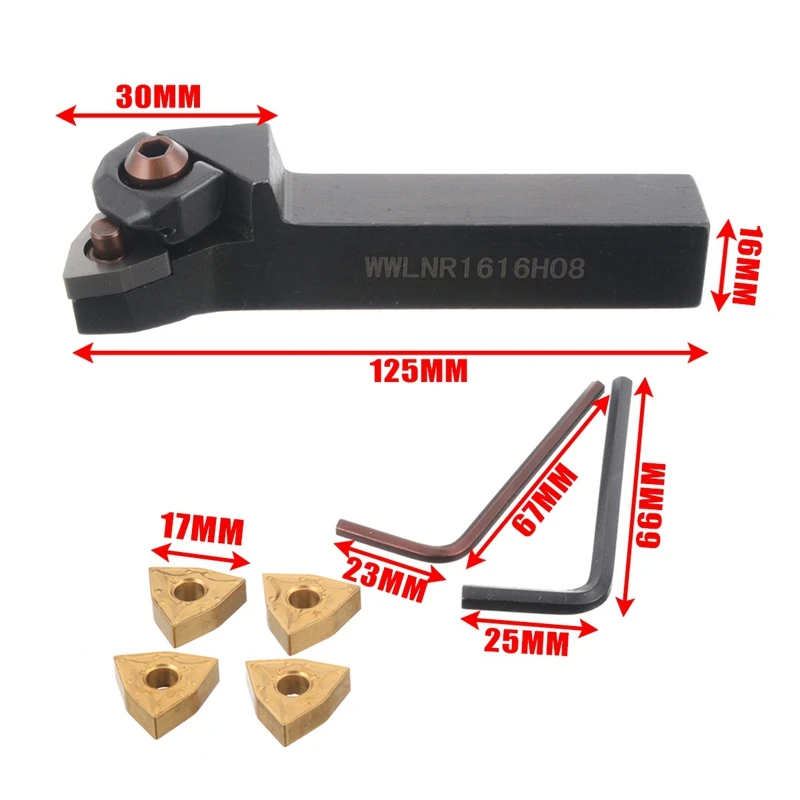 1 шт. Wwlnr1616H08 держатель инструмента сверлильный стержень 16X125 мм+ 4 шт. Wnmg0804 вставки с L гаечным ключом для токарного станка токарные инструменты