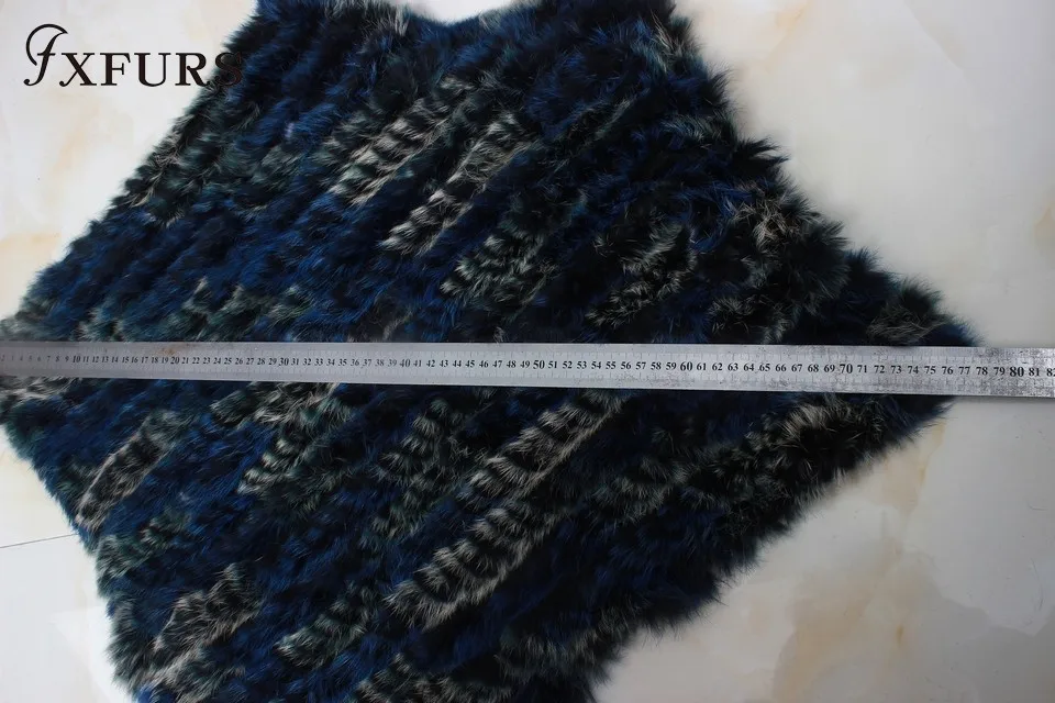FXFURS настоящий вязаный кроличий мех шаль пончо палантин Болеро накидка халат палантин натуральный мех обертывание цветной свитер с кроличьим мехом