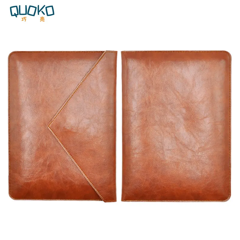 Premium Microfiber Leather Laptop Sleeve with Dual Pockets - Envelope Style