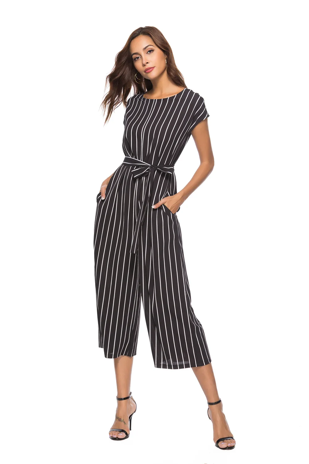 Elegant Striped Sexy Spaghetti  Rompers Womens Jumpsuit   Casual Wide legs Jumpsuits Leotard Overalls 2018 Free Shipping