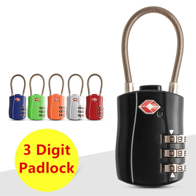 

3 Digit Code Padlock Travel Luggage Suitcase Resettable Combination Lock