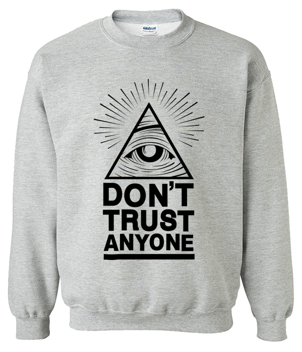 Толстовки с капюшоном, мужская Толстовка на весну и зиму, Dont Trust Anyone Illuminati All Seeing Eye printed, модная крутая Мужская спортивная одежда kpop - Цвет: gray1