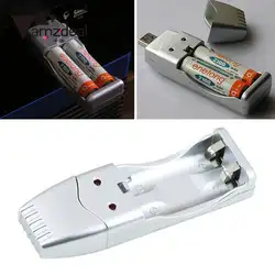 Amzdeal DC 5 В Mini-USB 2.0 fast Зарядное устройство зарядки для Перезаряжаемые AA AAA Батарея высокое Ёмкость компактный серебро
