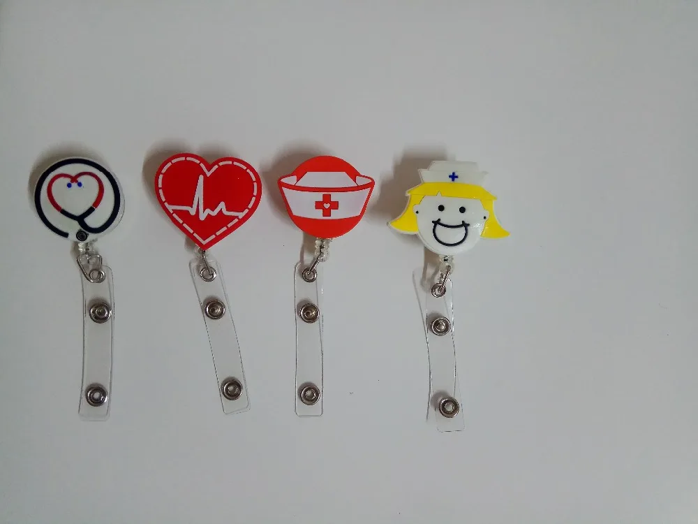 

1 pcs New Retractable Pull Badge Reel ID Name Tag Card Nurse Badge Holder