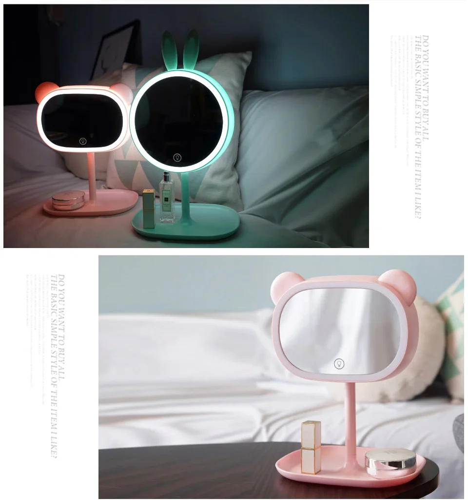 Высокое качество 2 в 1 светодиодный зеркало для макияжа с лампой здоровья Красота Регулируемая рабочего дамское зеркальце с ночник USB