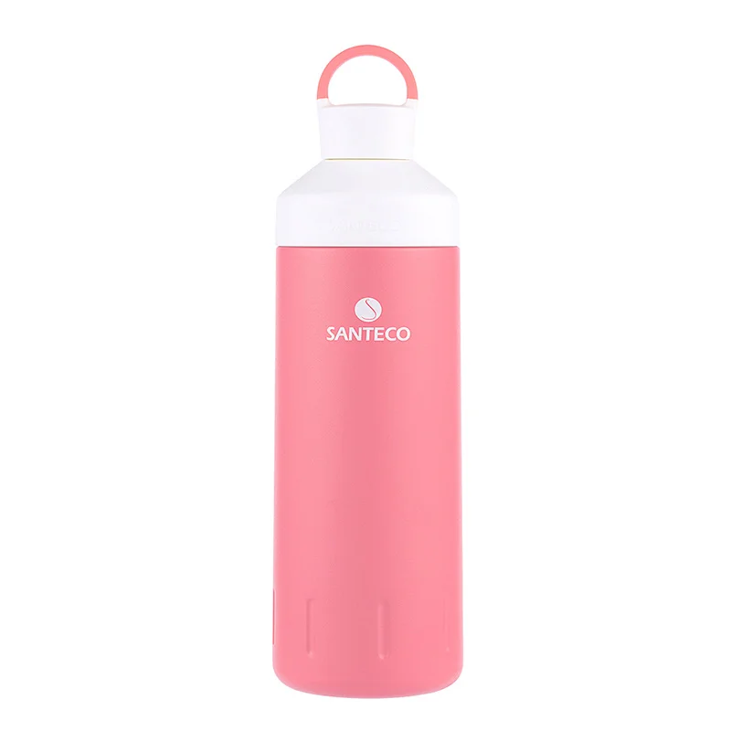 Santeco океанская серия Вакуумная бутылка для напитков из нержавеющей стали, уличная фляжка, прочная бутылка для воды без бисфенола, с уплотнительным кольцом, ручка 590 мл - Цвет: Pink