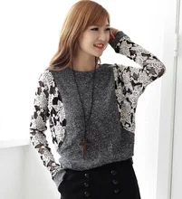 plus big size tops blusas feminina spring summer style 2016 new korean fashion women t shirts stitch lace tshirts women A0118