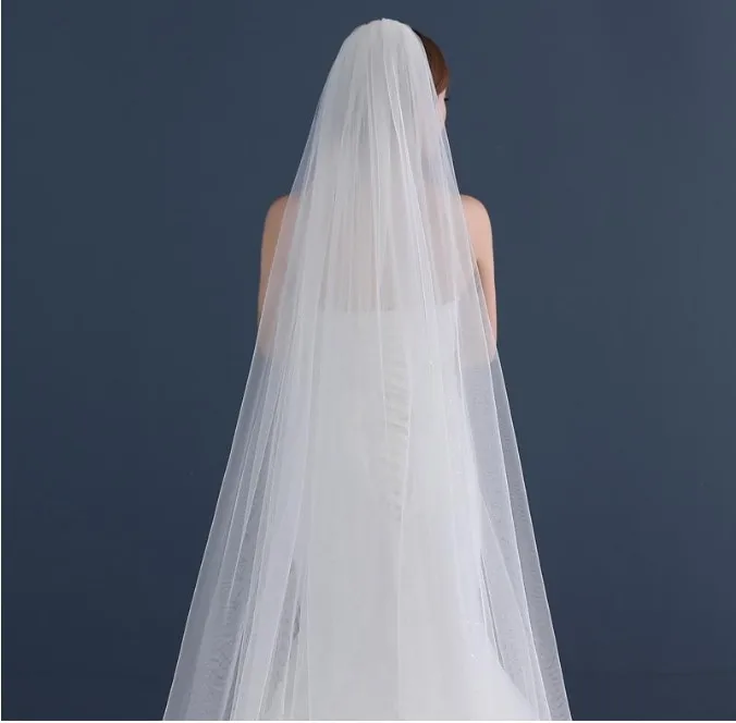 Элегантные Свадебные Простые Тюль белого цвета слоновой кости два слоя фату недорогие аксессуары для невесты длинные женская вуаль Для