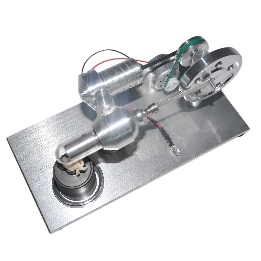 Single Cylinder Stirling Engine Model Toy Metal Alcohol Lamp With Colorful Led