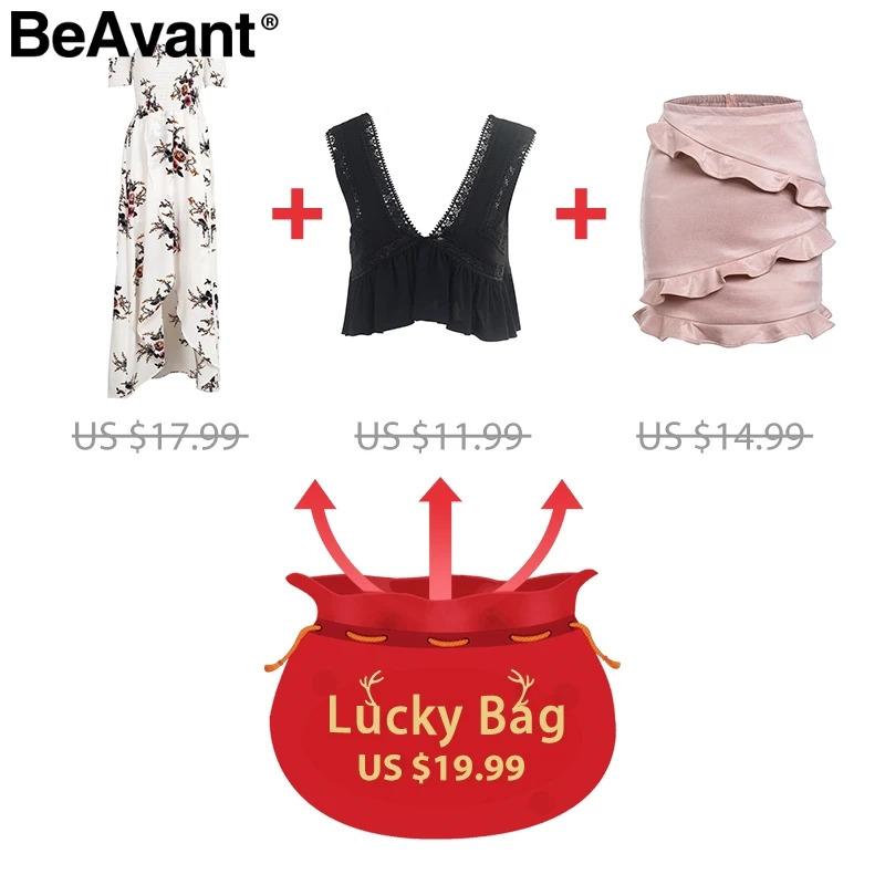 BeAvant Lucky Bag один бохо платье один укороченный топ один замшевый низ