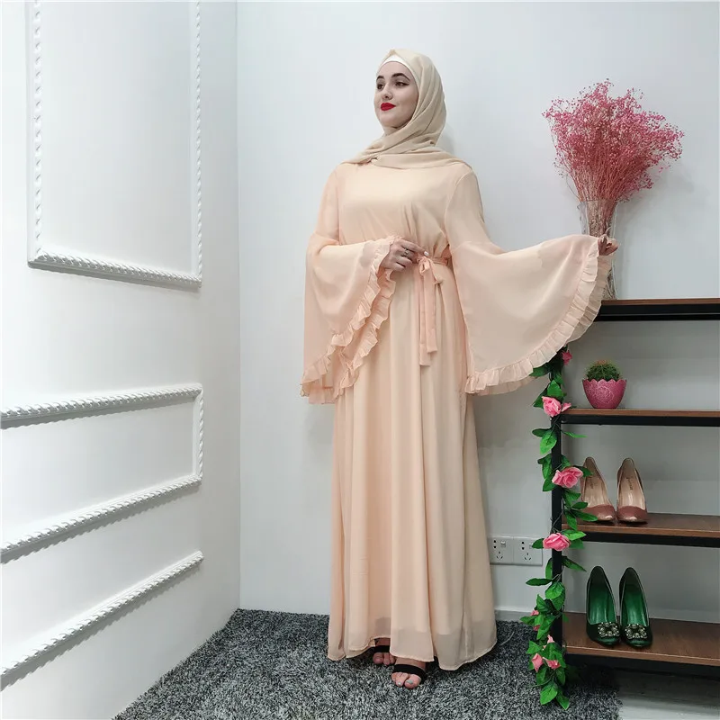 Летние Chifffon абайя Турция мусульманское платье Абая для женщин Кафтан Elbise платье хиджаб роковой Рамадан Исламская одежда