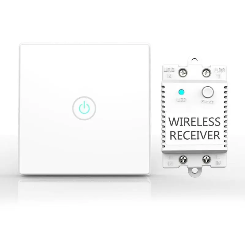 

100V-240V AC 1 Gang 1 Way Switch RF Wireless 30m Remote Control Touch Screen Light Switch Panel + 1 Wireless Receivers Z25