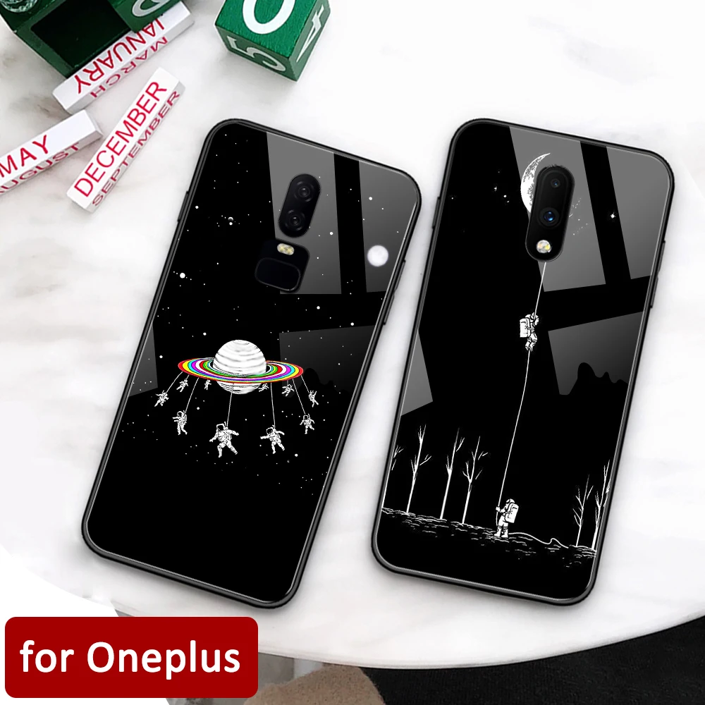 Чехол для Oneplus 7pro стеклянная задняя крышка чехол spaceman moon 6t 1 + 5 5T 6 7 pro|Бамперы| |