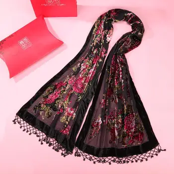 

2020 New Long Muslim Hijab Scarf Wrap Shawl Stole Ladies Print Floral Muffler Handmand Beads Kerchief Warm Mujere Bufanda Phocho