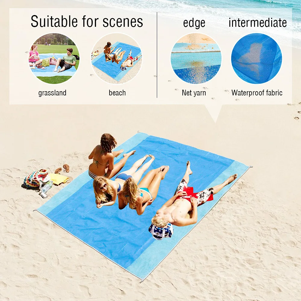 

Sand Free Beach Mat Portable Blue Beach Mat Anti-slip Sand Mats Rug Outdoor Floding Mat For Beach Support Drop ShippingCE2080/10