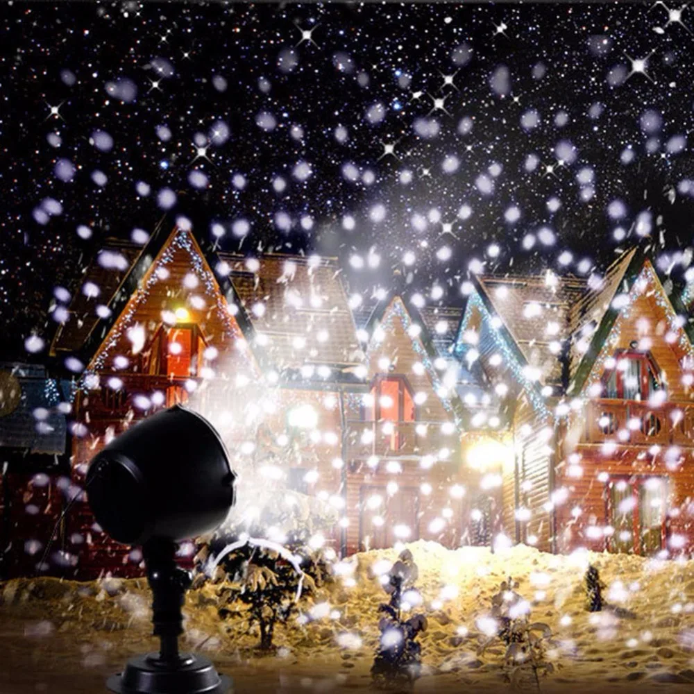 

Garden White snowflake Lights Christmas Rolling Stage Disco Light Outdoor Lawn light Decoration Waterproof IP64 Lamp For Xmas