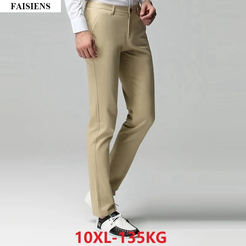 

FAISIENS Men Casual Pants Loose Classic Khaki Elasticity Large Size Big 7XL 8XL 9XL 10XL Black Stretch Pants Trousers Straight