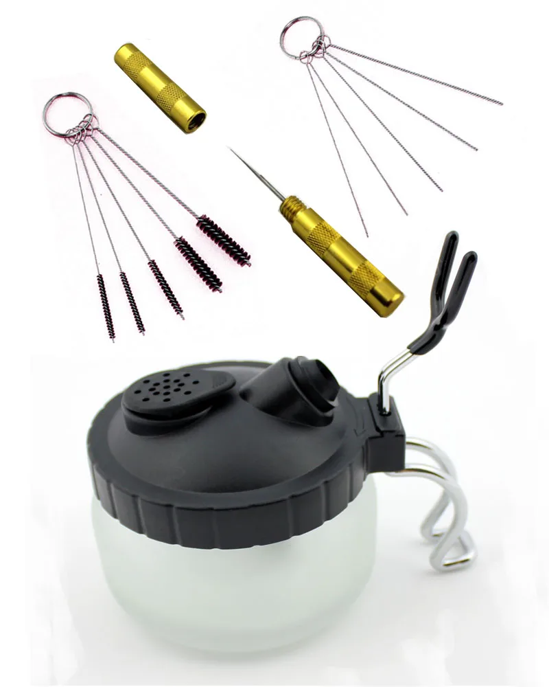 Joystar Conjunto de Pistola de Escova Airbrush Ferrahomemtas de Limpeza Bico para Agulha Suporte de Pote para Limpeza Ab0801g51 3 Cheap Aplicador de sombra