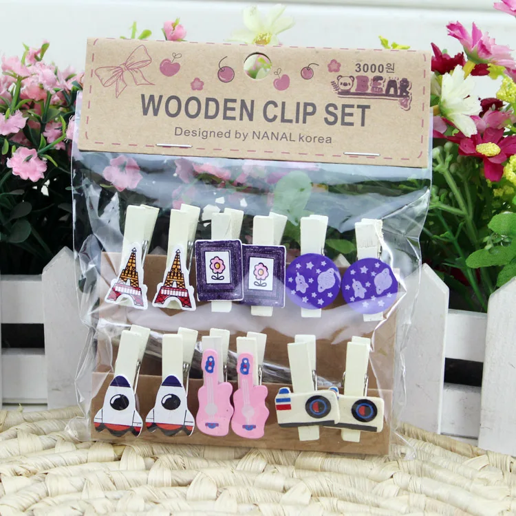 

60Pcs/Lot DIY Cartoon shape clip Wooden peg clips photo memo Paper scrapbooking party home decoration craft emoticon pegs