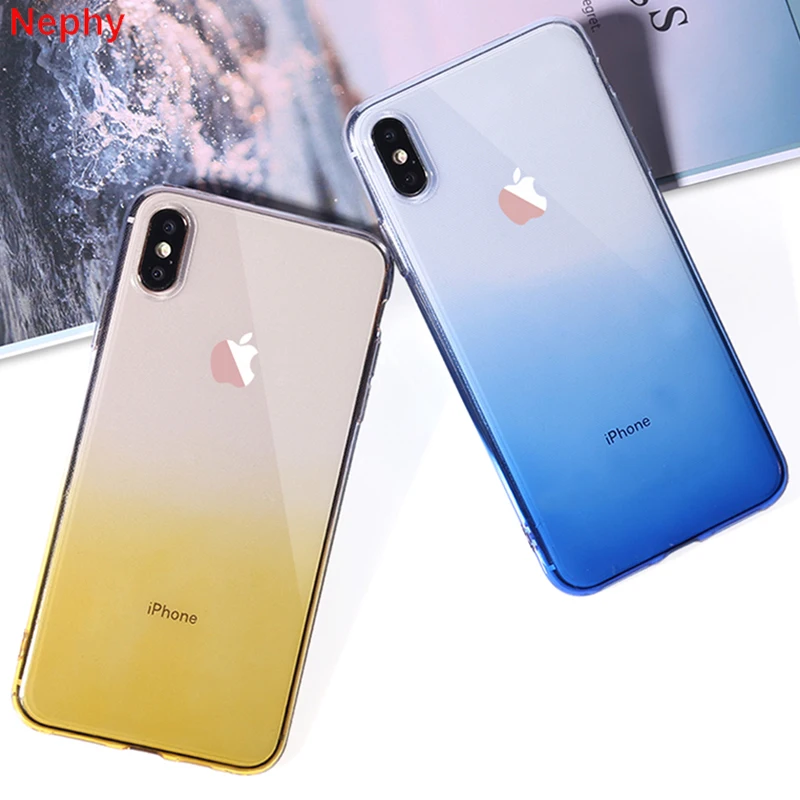 

Clear Soft silicon Gradient Color Cell Phone Case for iPhone XS Max X 10 XR iPhone 6 s 6S iPhone 8 iPhone 7 Plus ultrathin Cover