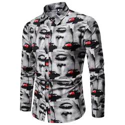 Новое поступление мужская повседневная рубашка Высокого Качества Модная 3d печать Мужская s смокинг рубашки с длинными рукавами мужские s