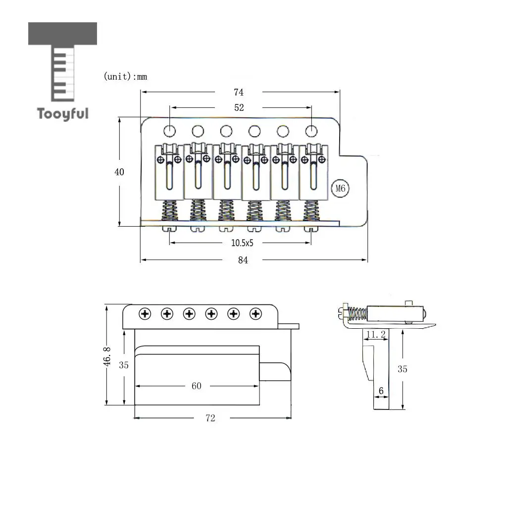 Tooyful 6 String Electric Guitar Roller Saddle Tremolo Bridge System with Whammy Bar for ST SQ
